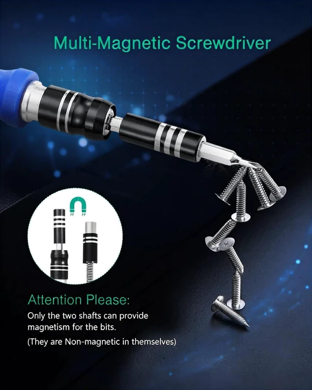 Alt view image 4 of 7 - Precision Screwdriver Set 61 in 1 Small Screwdriver Set with 57 Precision Bits Portable Repair Tool Kit Magnetic Screw Driver Kit with Extension Rod for Smartphone PC Watch Toys Blue
