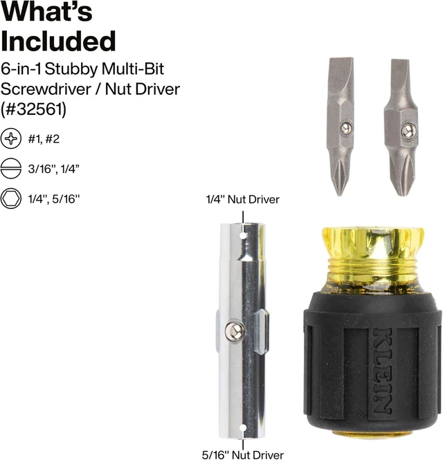 Alt view image 3 of 7 - Klein Tools 32500SDKIT Multi-Bit Screwdriver and Nut Driver Set with Cushion-Grip Handles Includes Stubby 11-in-1 and 4-in-1 Electronics Drivers
