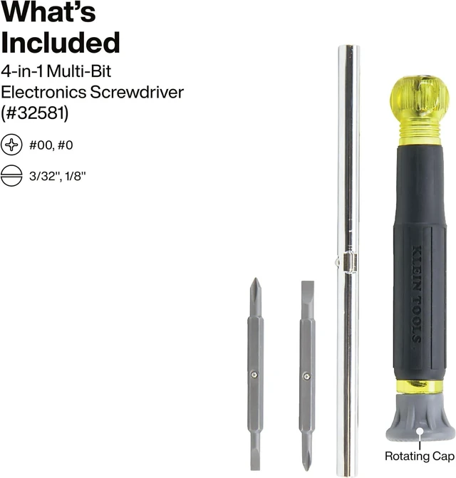 Alt view image 4 of 7 - Klein Tools 32500SDKIT Multi-Bit Screwdriver and Nut Driver Set with Cushion-Grip Handles Includes Stubby 11-in-1 and 4-in-1 Electronics Drivers