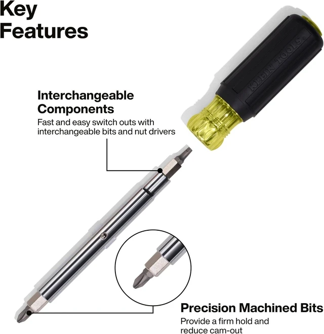 Alt view image 5 of 7 - Klein Tools 32500SDKIT Multi-Bit Screwdriver and Nut Driver Set with Cushion-Grip Handles Includes Stubby 11-in-1 and 4-in-1 Electronics Drivers