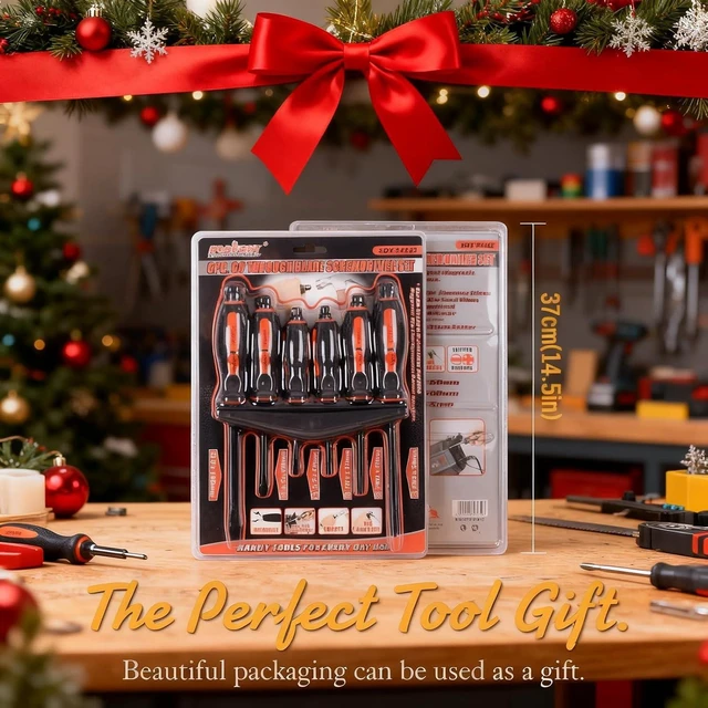 Alt view image 2 of 7 - 6-Pieces Magnetic Screwdriver Set 3 Phillips and 3 Flat Head Tips Screwdriver for Fastening Chiselling and Loosening Seized Screws (New Screwdriver Set)