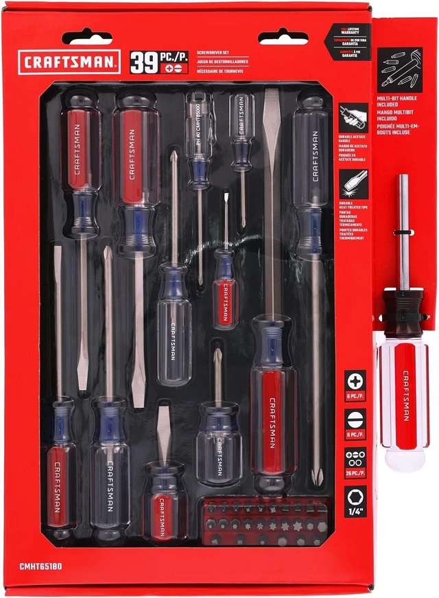 Alt view image 3 of 4 - Screwdriver Set 39 Pc Durable Acetate Handle Master Combination Multi Screw Driver Set Kit (CMHT65180)