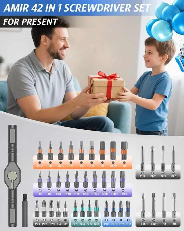 Alt view image 3 of 7 - 42 in 1 Magnetic Screwdriver Set Ratchet Screwdriver Set for Christmas Gifts DIY Repair Tool Kit with Magnetic Multi Bit Rotatable T Handle for Furniture Computer