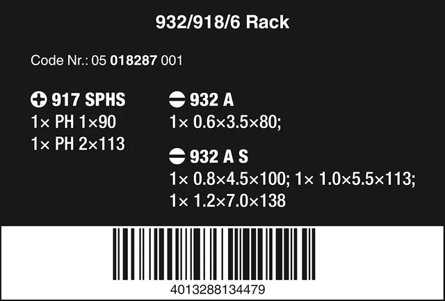 Alt view image 2 of 7 - - 5018283001 932 S6 Screwdriver Set Kraftform Chiseldriver & Rack 6Piece