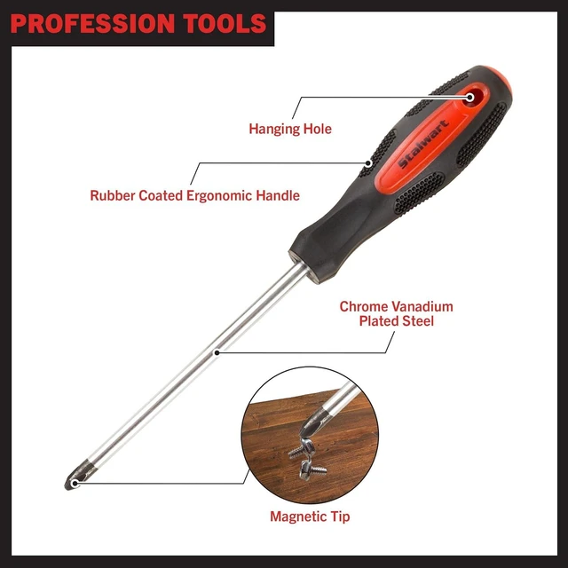 Alt view image 3 of 7 - 26-Piece Screwdriver Set with Wall Mount Stand and Magnetic Tips - Phillips Slotted Pz and Star Screw Tips by (Black)
