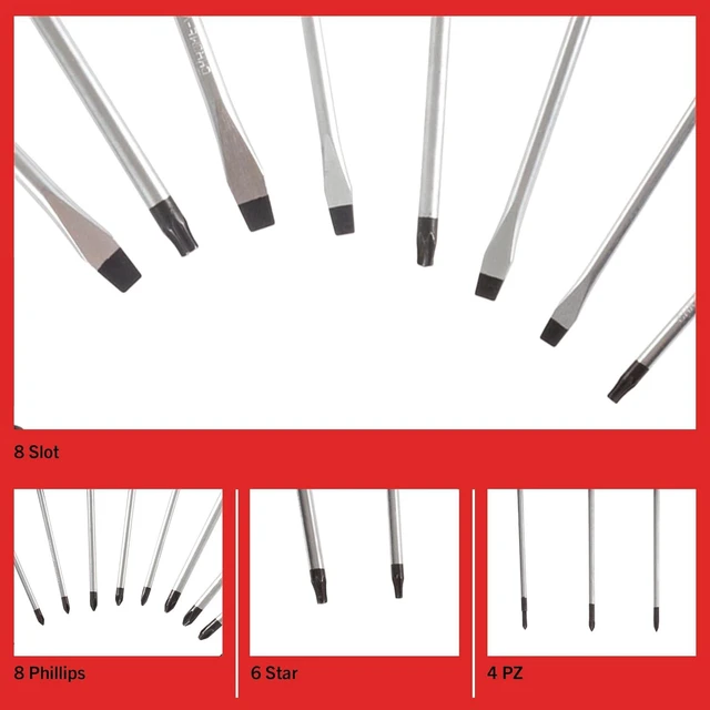 Alt view image 6 of 7 - 26-Piece Screwdriver Set with Wall Mount Stand and Magnetic Tips - Phillips Slotted Pz and Star Screw Tips by (Black)