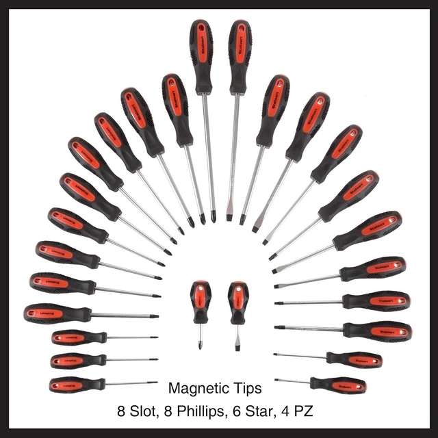 Alt view image 4 of 7 - 26-Piece Screwdriver Set with Wall Mount Stand and Magnetic Tips - Phillips Slotted Pz and Star Screw Tips by (Black)