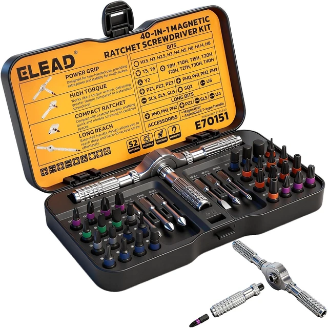 Main image of 40 in 1 Magnetic Ratchet Screwdriver Set Multi Bit Magnetic Ratcheting Screwdriver Set with Detachable Ratchet Handle Repair Tool Kit for Computer Bicycle Furniture DIY