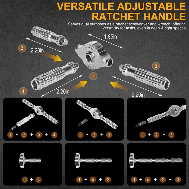 Alt view image 4 of 7 - 40 in 1 Magnetic Ratchet Screwdriver Set Multi Bit Magnetic Ratcheting Screwdriver Set with Detachable Ratchet Handle Repair Tool Kit for Computer Bicycle Furniture DIY
