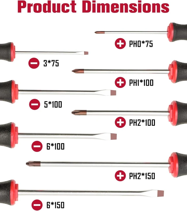Alt view image 5 of 6 - 8pc Magnetic Screwdrivers Set 4 Phillips and 4 Slotted Tips