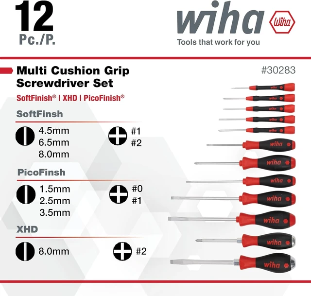 Alt view image 3 of 6 - 30283 12 Piece Screwdriver Set - PicoFinish Precision SoftFinish Standard and XHeavy Duty