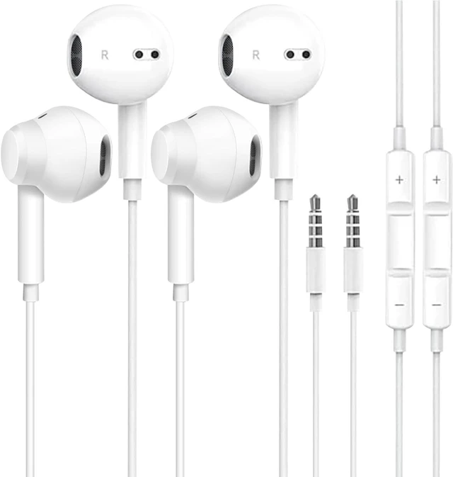 Main image of 2Pack Wired Earbuds with Microphone and Volume Control 3.5mm in-Ear Earphones/Headphones/Headset with Noise cancelling and Deep bass Compatible with iPhone/iPad/ tablet/Android/Laptops/PC (White)
