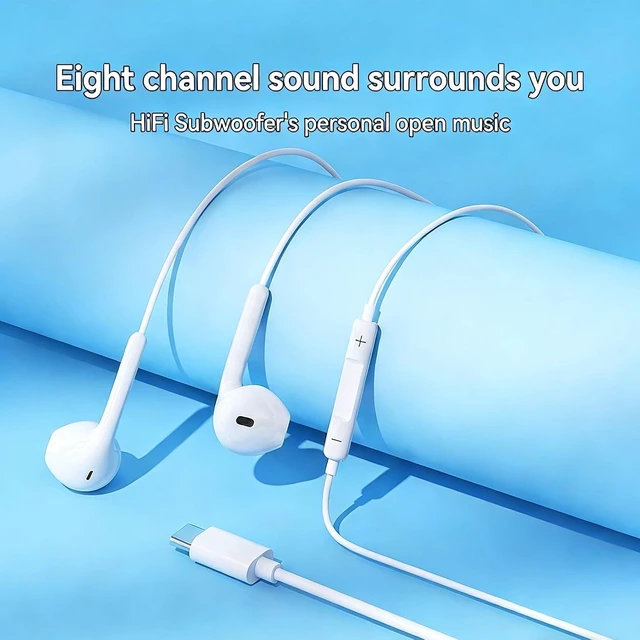 Alt view image 6 of 7 - 2 Packs USB C Headphones for iPhone 17/16/15 Pro Max Plus Type C Earphones with Microphone & Remote Noise Cancelling Earbuds for iPhone 17/16/15 Pro iPad Galaxy S26/S25/S24/Ultra Note10/20