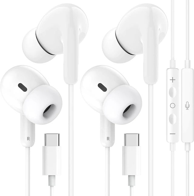 Main image of 2Pack Wired Earbuds USB C Headphones for iPhone 17 16 15 & all USB-C Device