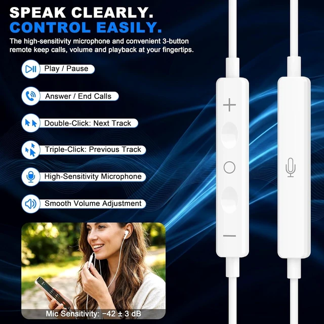Alt view image 2 of 7 - 2Pack Wired Earbuds USB C Headphones for iPhone 17 16 15 & all USB-C Device