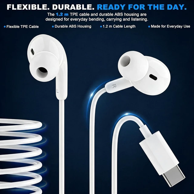 Alt view image 6 of 7 - 2Pack Wired Earbuds USB C Headphones for iPhone 17 16 15 & all USB-C Device