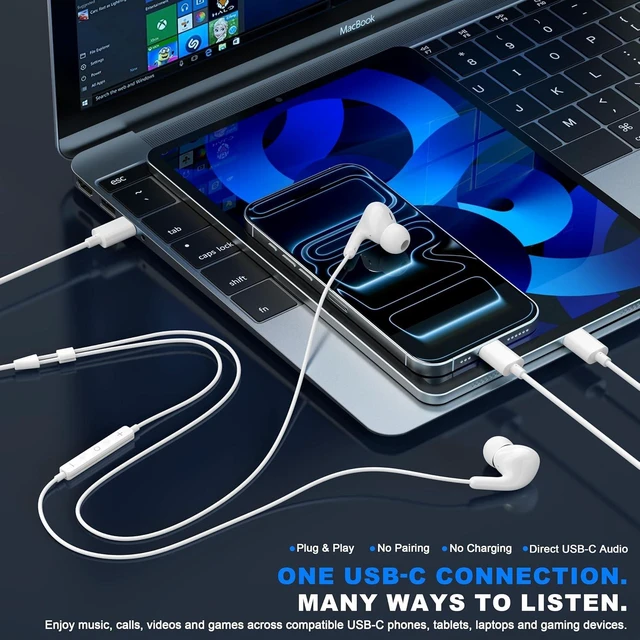 Alt view image 7 of 7 - 2Pack Wired Earbuds USB C Headphones for iPhone 17 16 15 & all USB-C Device
