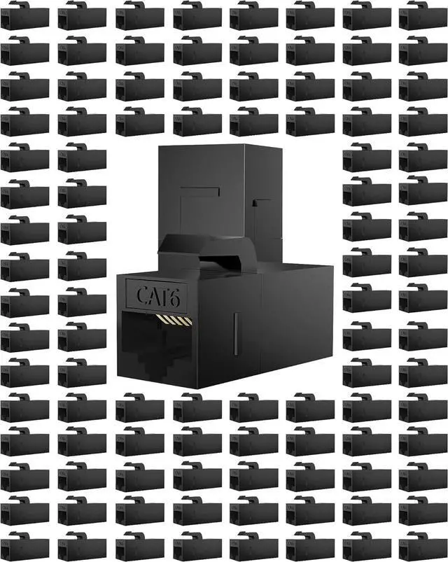 Main image of 100 Pack Rj45 Coupler Cat6 Cat5 Cat5e Keystone Jack, Black | Network Cable Couplers Extender Adapter Wall Inline Patch Panel Connectors