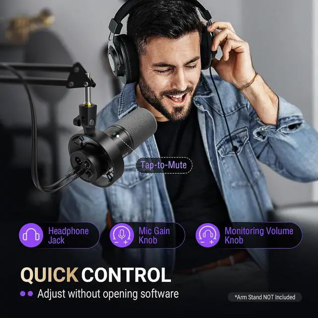 Alt view image 7 of 7 - FIFINE AmpliTank K688 Dynamic Microphone, XLR/USB Podcast Recording PC Mic | Streaming Studio Metal Mic with Mute, Headphone Jack, Monitoring Volume Control, Windscreen, for Vocal Voice-Over Gaming