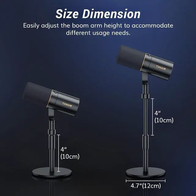 Alt view image 7 of 7 - TONOR Dynamic Podcast Microphone, XLR/USB Mic for Recording, Streaming, XLR Cardioid Studio Mic with Quick Mute, 3.5mm Jack, Volume Control, 200 cm/78inch Cable, with Desktop Stand, Black, TD520