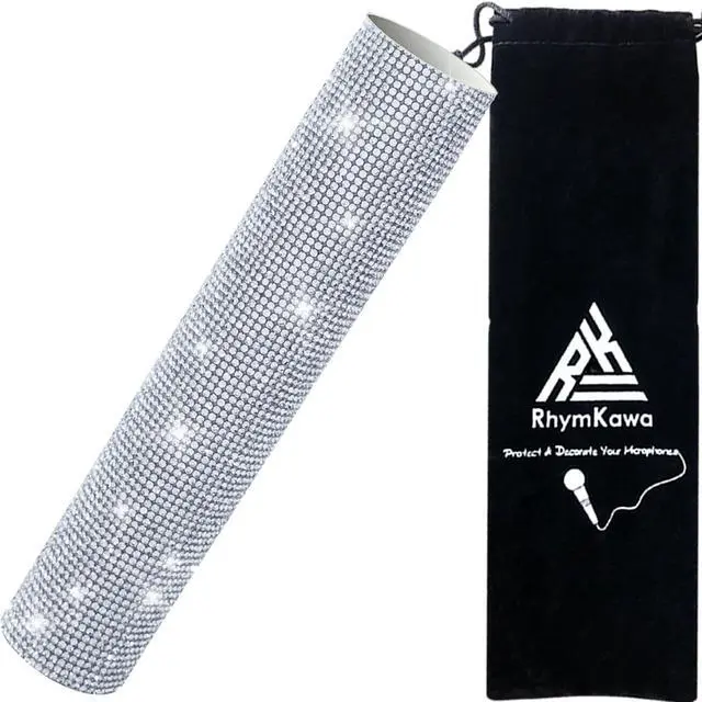 Main image of Silver Crystal Mic Handle Cover for Universal Wireless Microphone and SM58, BETA58, Sparkle Cordless Handheld Shining on Tours & Shows (Mic NOT Included)