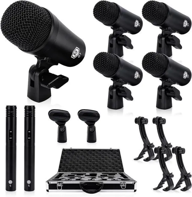 Main image of W IN-MIX G7 7-Piece Drum Mic Kit All-Metal Construction with XLR Outputs, Dynamic Mics for Kick, Snare, Toms & Condenser Overheads for Studio Recording & Live Performance