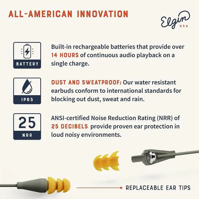 Alt view image 3 of 7 - Elgin Discord Gen 2 Bluetooth Earplug Earbuds, Wireless Headphones | OSHA Compliant Noise-Isolating Safety, All-Weather Earphones for Industrial Work, and High-Noise Environments