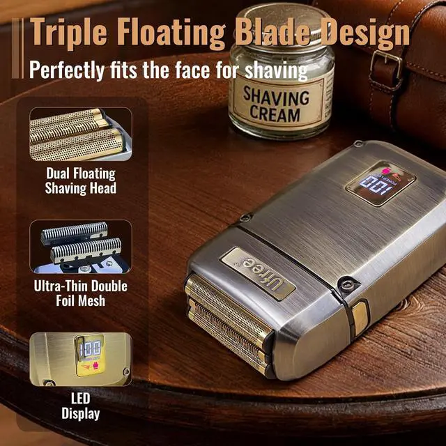 Alt view image 4 of 7 - Ufree Hair Clippers for Men, Beard Trimmer, Foil Shaver 3-in-1 Grooming Kit | Type-C Fast Charging & LED Display Pro Cordless Barber Clipper for Home Haircuts, T-Blade for Seamless Fades, for All Hair
