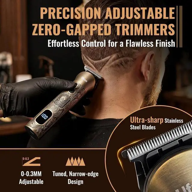 Alt view image 2 of 7 - Ufree Hair Clippers for Men, Beard Trimmer, Foil Shaver 3-in-1 Grooming Kit | Type-C Fast Charging & LED Display Pro Cordless Barber Clipper for Home Haircuts, T-Blade for Seamless Fades, for All Hair