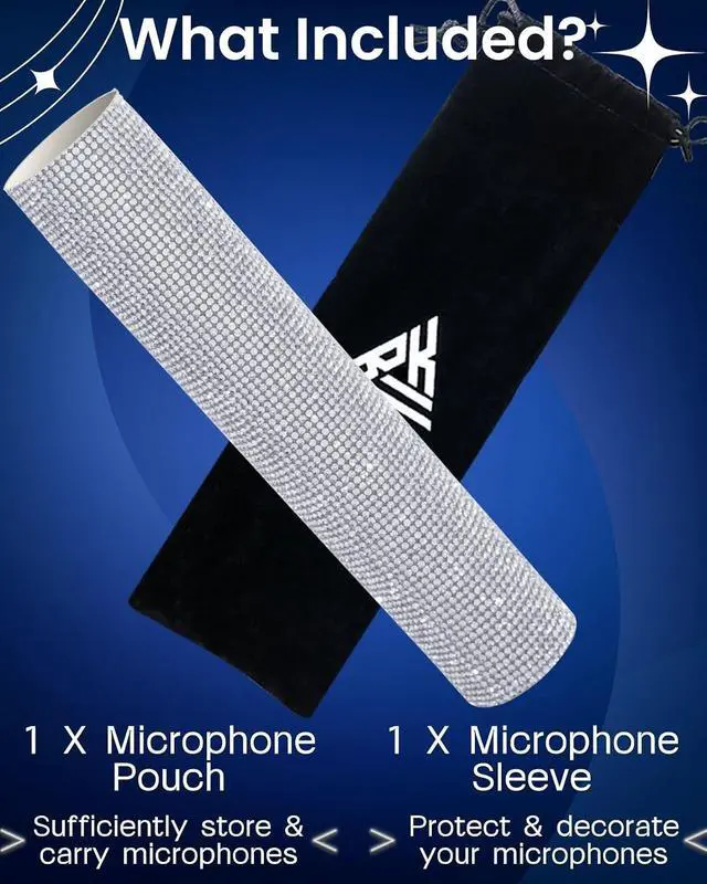 Alt view image 4 of 6 - Silver Crystal Mic Handle Cover for Universal Wireless Microphone and SM58, BETA58, Sparkle Cordless Handheld Shining on Tours & Shows (Mic NOT Included)