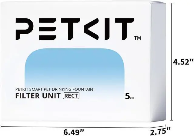 Alt view image 5 of 5 - PETKIT Filter Unit Rect for EVERSWEET MAX Cordless Water Fountain, 5 Pack | Replacement for 105 fl oz/3L Automatic Cat Fountain