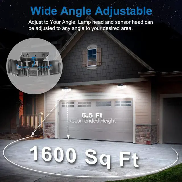 Alt view image 3 of 7 - Solar Lights Outdoor 2 Pack, 300 LED Motion Sensor Lights, 5 Heads, IP65