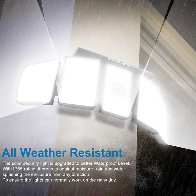 Alt view image 4 of 7 - Solar Lights Outdoor 2 Pack, 300 LED Motion Sensor Lights, 5 Heads, IP65