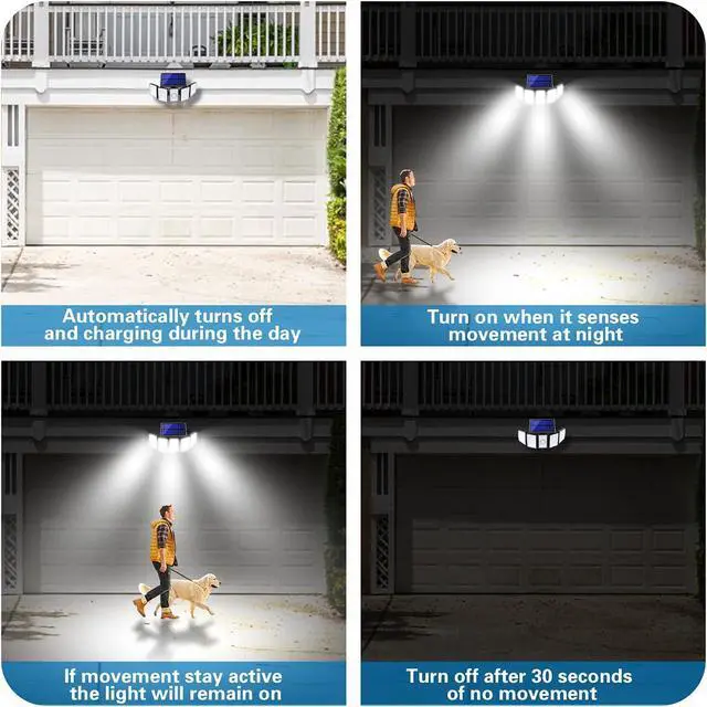 Alt view image 6 of 7 - Solar Lights Outdoor 2 Pack, 300 LED Motion Sensor Lights, 5 Heads, IP65