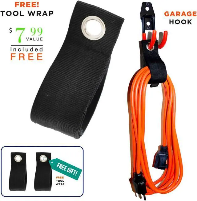 Alt view image 3 of 7 - Garage Hooks, 12 Pack Wall Storage Hanger with 2 Extension Cord Straps, Heavy Duty Tool Holder for Utilities Organization, Wall Mount Rack for Garden Lawn Tools, Ladders, Bike, Ski (Orange)