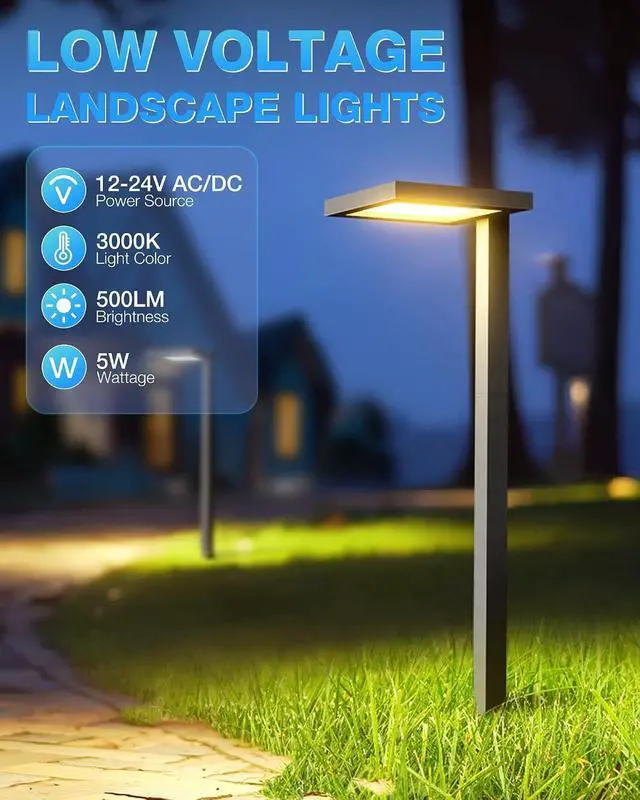 Alt view image 2 of 7 - SUNVIE 5W 3000K LED Low Voltage Landscape Pathway Lights Black, 8 Pack | Wider Coverage, Anti-Glare, Waterproof, 12-24V AC/DC, Die-Cast Aluminum Outdoor Landscape Lighting for Walkway with Connector