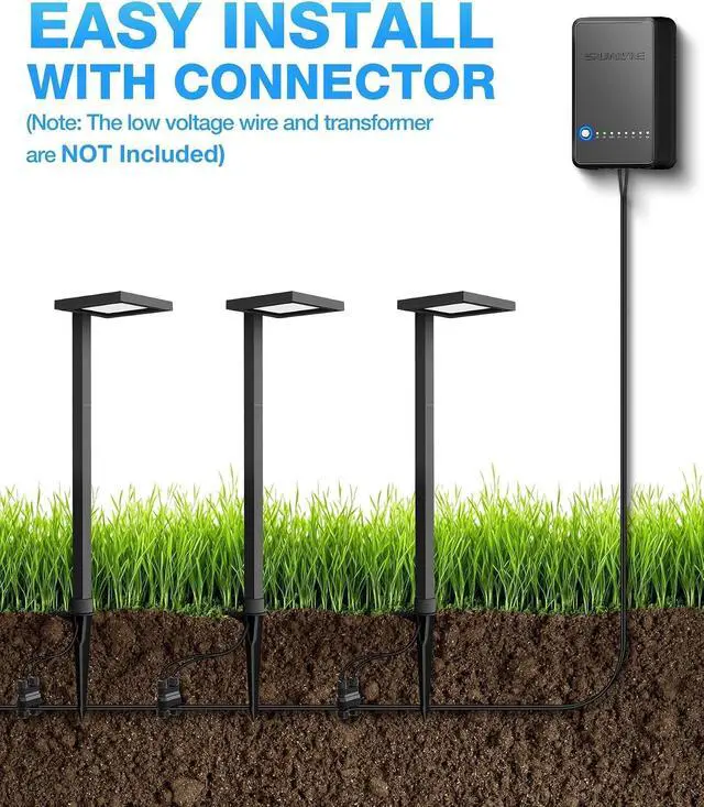 Alt view image 7 of 7 - SUNVIE 5W 3000K LED Low Voltage Landscape Pathway Lights Black, 8 Pack | Wider Coverage, Anti-Glare, Waterproof, 12-24V AC/DC, Die-Cast Aluminum Outdoor Landscape Lighting for Walkway with Connector