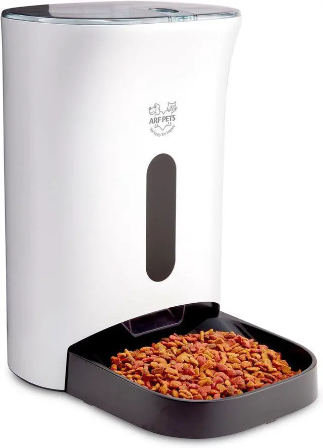 Main image of Arf Pets Automatic Pet Feeder Food Dispenser for Dogs, Cats & Small Animals Features Distribution Alarms, Portion Control & Voice Recording Timer Programmable Up to 4 Meals a Day