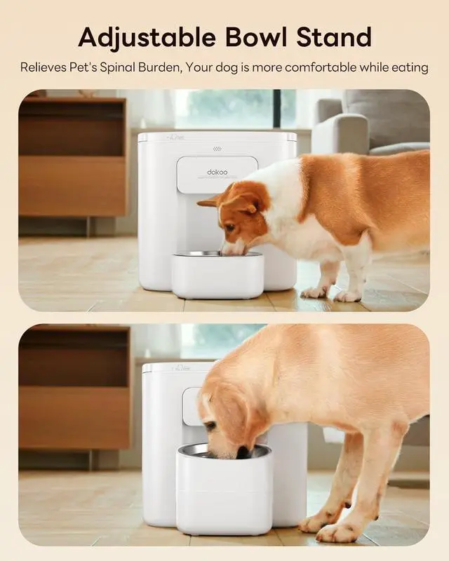 Alt view image 4 of 7 - Dokoo Automatic Dog Feeder for Large Breeds, 15L/63 Cups Vacuum-Sealed | Airtight Auto Pet Feeder for Dry Food, Timed Feeding, Anti-Clog Dispenser 2-22mm Kibble, Voice Recorder, Stainless Steel Bowl