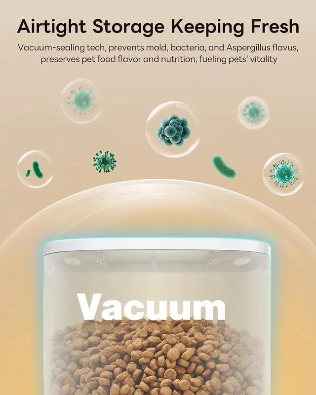 Alt view image 5 of 7 - Dokoo Automatic Dog Feeder for Large Breeds, 15L/63 Cups Vacuum-Sealed | Airtight Auto Pet Feeder for Dry Food, Timed Feeding, Anti-Clog Dispenser 2-22mm Kibble, Voice Recorder, Stainless Steel Bowl