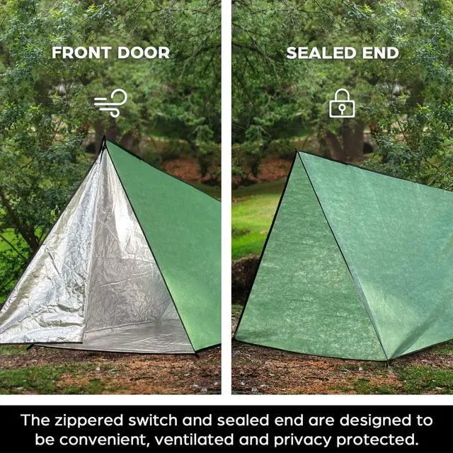 Alt view image 6 of 7 - LYN Extra Large Zipper Reusable Survival Emergency Shelter Tent,Thermal Waterproof Fireproof Lightweight Bugout, with ParacordStake for Camping,First Aid,Hiking&Bushcraft