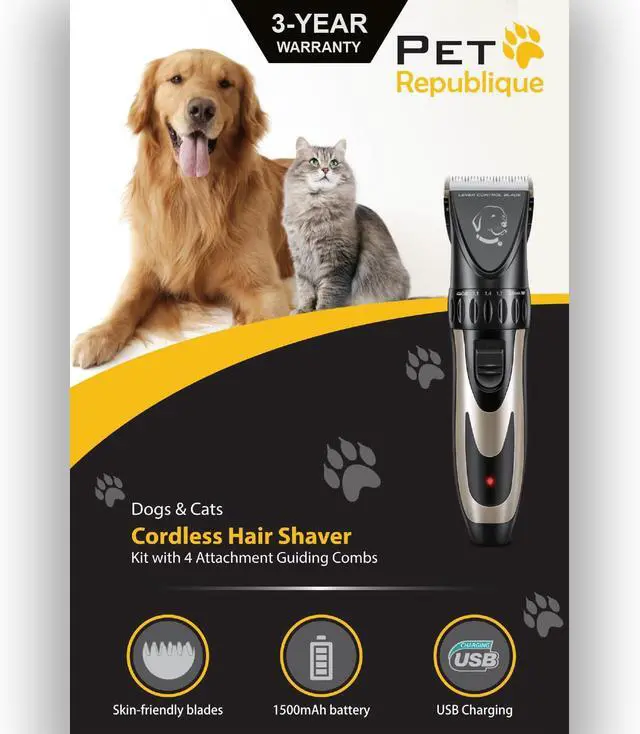 Alt view image 2 of 7 - Pet Republique Cordless Dog Shaver Trimmer Kit - Hair Clippers for All Fur Type & All Size Dogs Cats and Pets