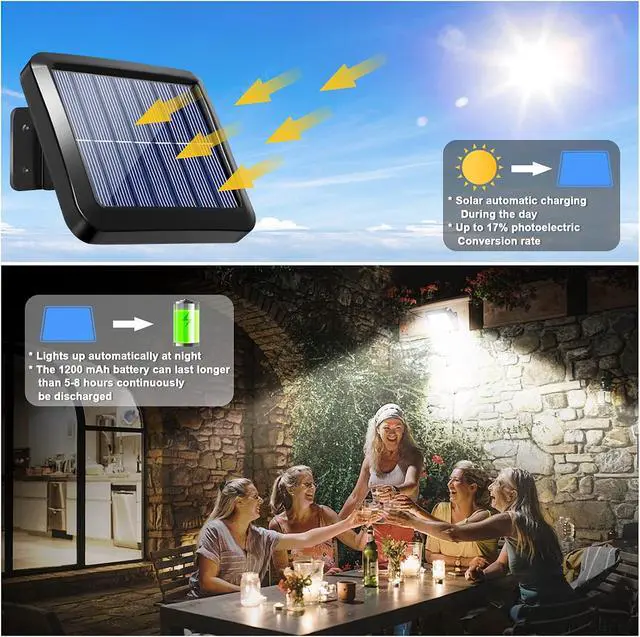 Alt view image 2 of 7 - Solar Wall Lights Outdoor with Motion Sensor, 56 LEDs Ultra Bright IP65 Waterproof Separable Solar Porch Light, 16.4 ft Cord Security Light for Patio Yard Deck Garage Driveway Porch Fence