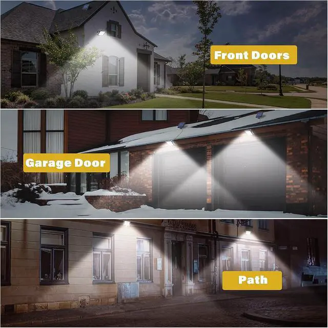 Alt view image 6 of 7 - Solar Wall Lights Outdoor with Motion Sensor, 56 LEDs Ultra Bright IP65 Waterproof Separable Solar Porch Light, 16.4 ft Cord Security Light for Patio Yard Deck Garage Driveway Porch Fence