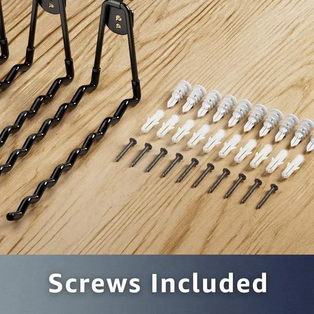 Alt view image 7 of 7 - COCOYA Garage Hooks 11.8" Long with 2 Extension Storage Straps (4 Pack) | Interlocking Design, Wave-Shaped, Heavy Duty, Hanging Ladder Shovel Bike Garden Tool, For Shed Yard Garage, Black