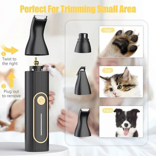 Alt view image 6 of 6 - Dog Clippers Grooming Kit with Paw Trimmer for Thick/Matted/Knotted/Hair | 3-in-1 Clipper+Paw Trimmer+Nail Grinder,Low Noise,<55dB Quiet,Rechargeable Cordless,4Hours Runtime,LED Display,8 Combs