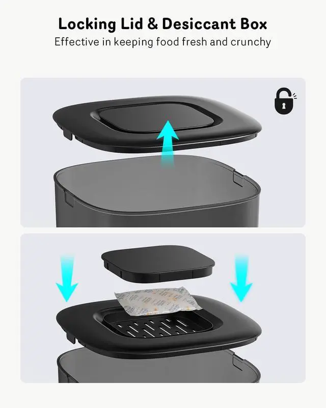 Alt view image 3 of 7 - Automatic Cat Feeder, 3L Cat Food Dispenser Battery-Operated with 180-Day Battery Life, Timed Pet Feeder for Cats and Dogs, Desiccant Bag, Programmable Portion Control, 10s Voice Recorder