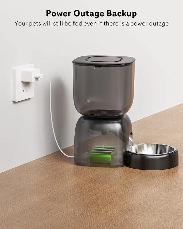 Alt view image 5 of 7 - Automatic Cat Feeder, 3L Cat Food Dispenser Battery-Operated with 180-Day Battery Life, Timed Pet Feeder for Cats and Dogs, Desiccant Bag, Programmable Portion Control, 10s Voice Recorder