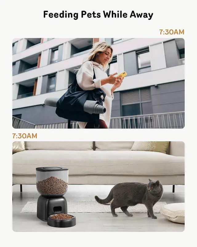 Alt view image 7 of 7 - Automatic Cat Feeder, 3L Cat Food Dispenser Battery-Operated with 180-Day Battery Life, Timed Pet Feeder for Cats and Dogs, Desiccant Bag, Programmable Portion Control, 10s Voice Recorder