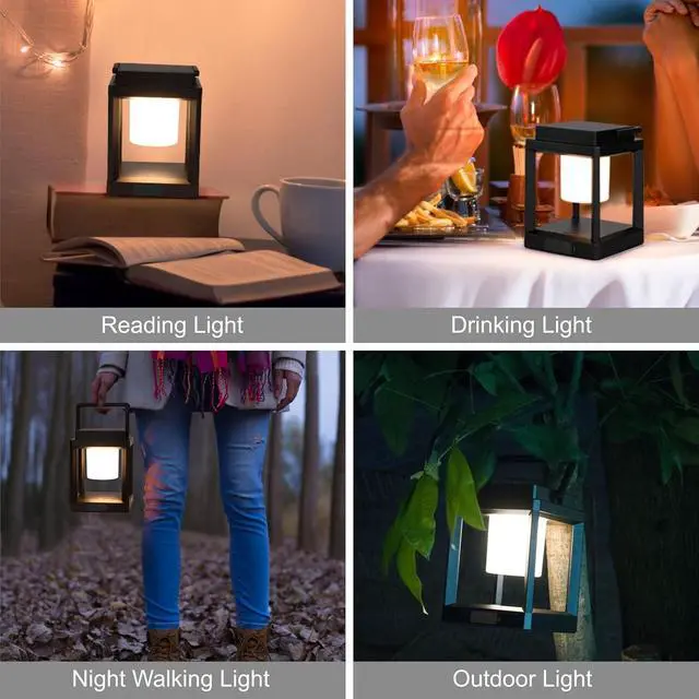 Alt view image 5 of 7 - Outdoor Table Lamp, Brightness LED Nightstand Lantern, Portable Rechargeable Solar Lamp Waterproof, Touch Control Outdoor Lamps Cordless Lights Decorative for Patio/Walking/Reading/Camping